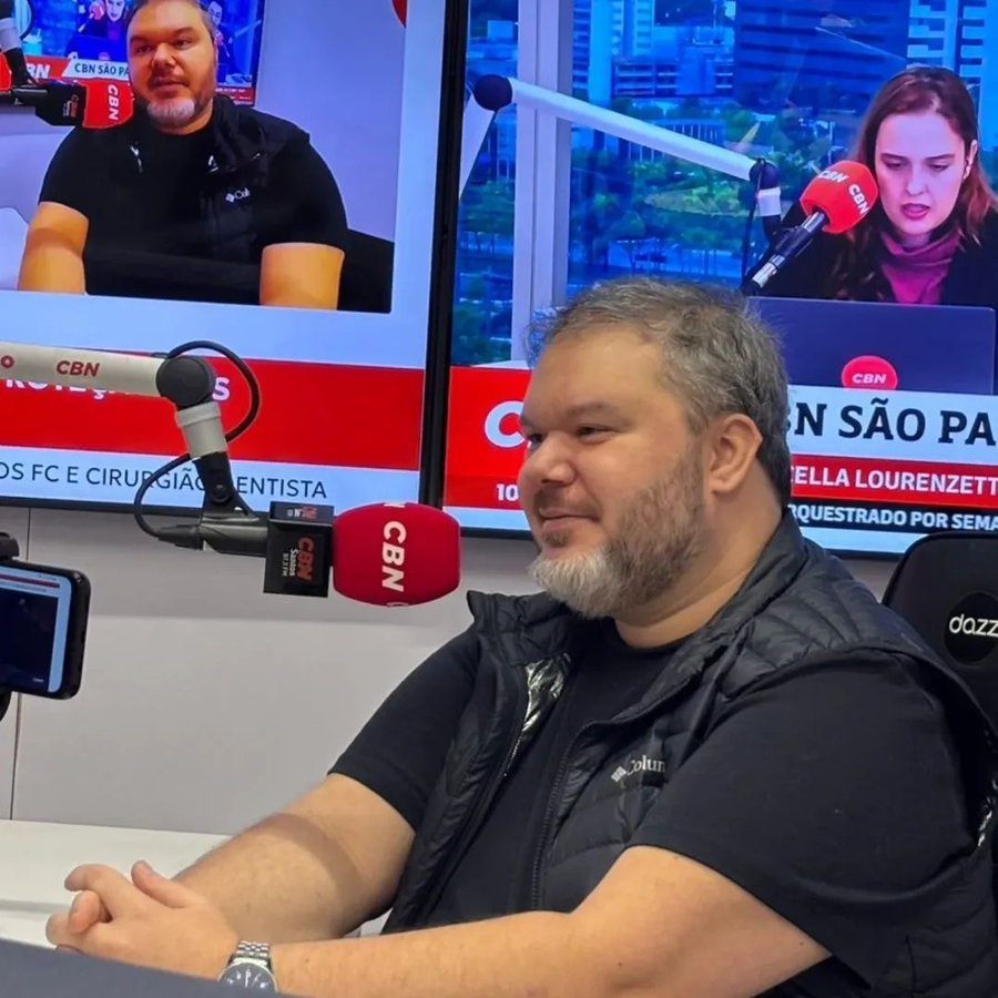Dr. Caio Capitani na rádio CBN, consultor de Odontologia do Esporte do Santos FC